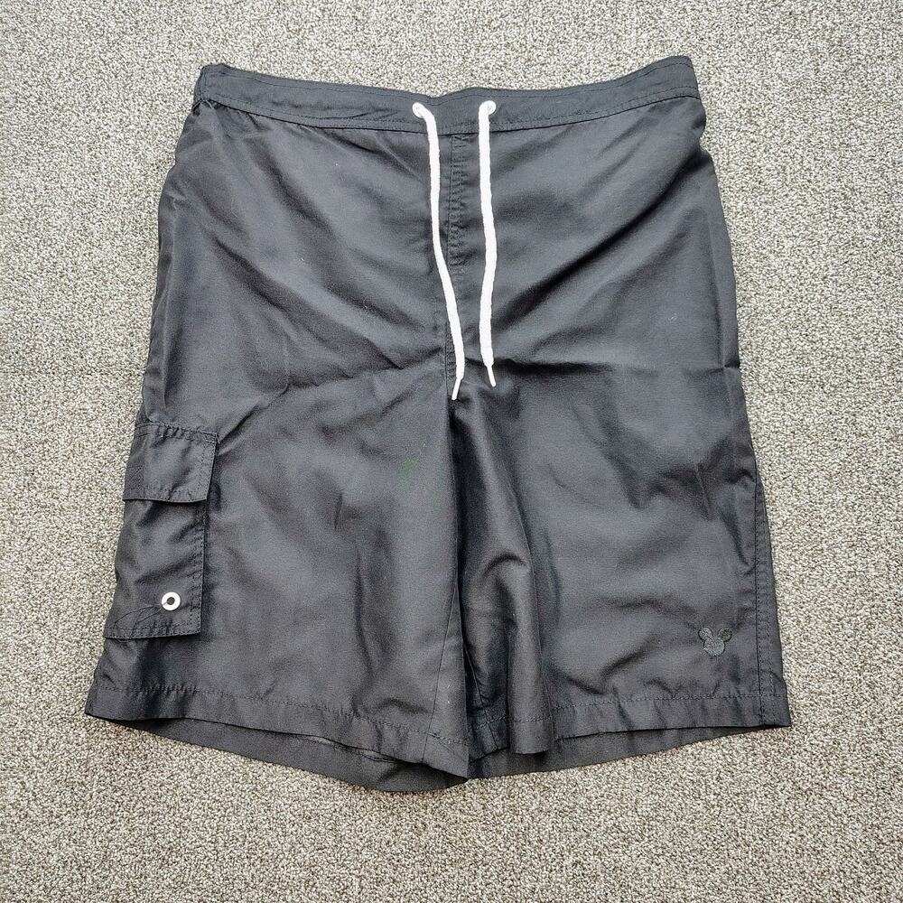 Disney Parks Men’s Black Swim Trunks With Liner Mickey Logo Size M Fast Shipping